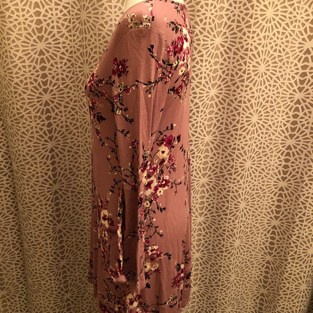 Pink Rose Floral Bell Sleeve Long Sleeve Dress - Picture 8 of 8
